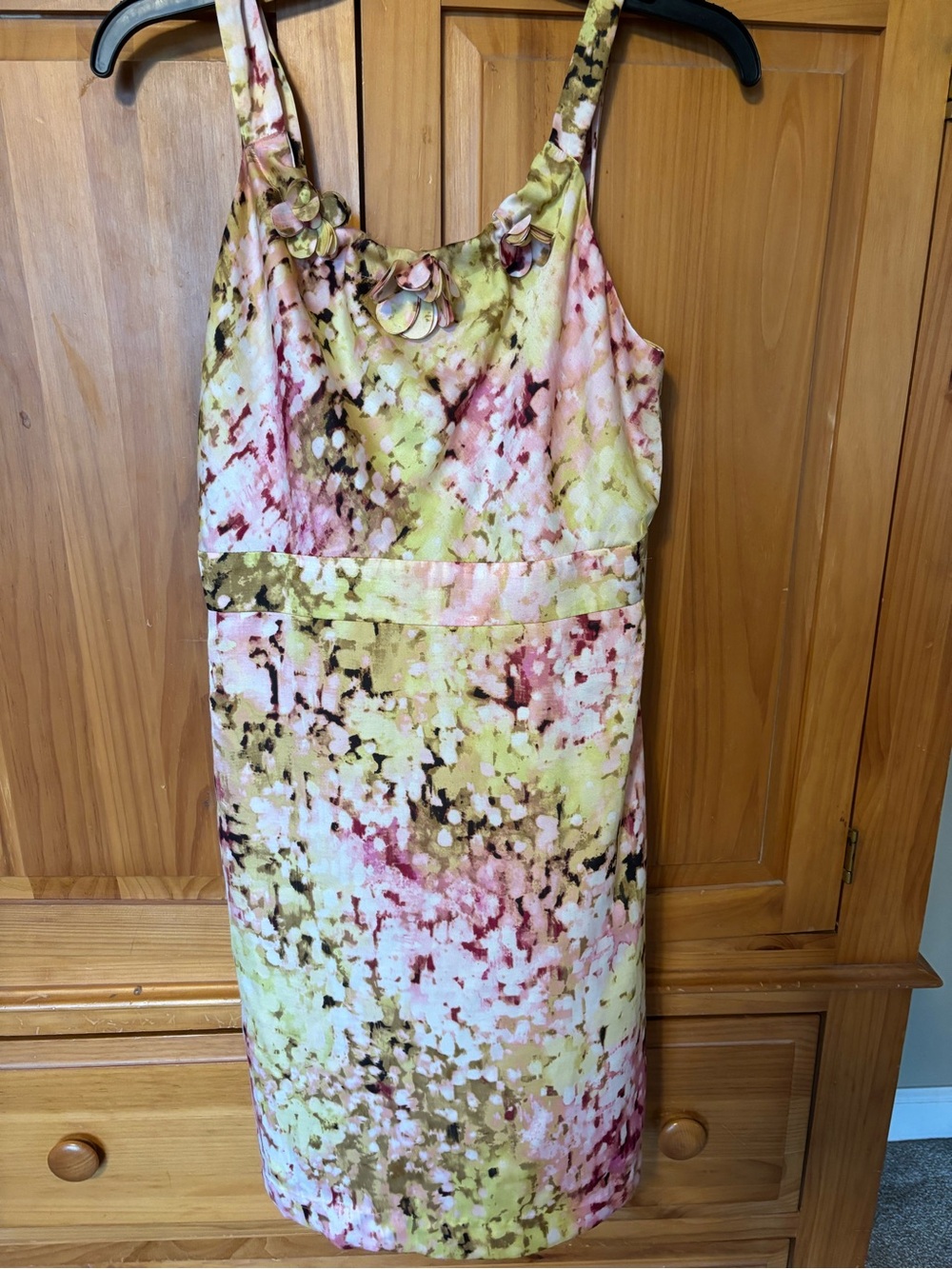 LOFT Yellow & Pink Watercolor Sheath Dress